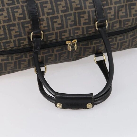 FENDI Zucca Canvas Boston Bag PVC Black Brown gold Auth 142675 - Picture 8 of 16